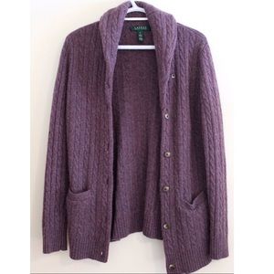 Ralph Lauren purple cable knit cardigan
